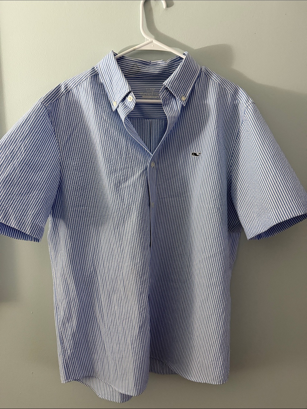 Vineyard Vines Blue & White Striped Short-Sleeve Button-Down Shirt